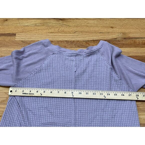 Anthropologie Maeve Pearson Women's M Purple Shirt Waffle Knit Thermal Oversized - Picture 7 of 8